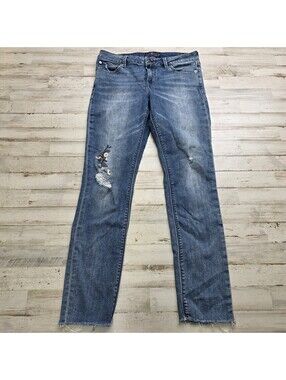 LUCKY Lolita Skinny Ankle Jeans Floral Embroidered - Women 6/28 Stretch Denim